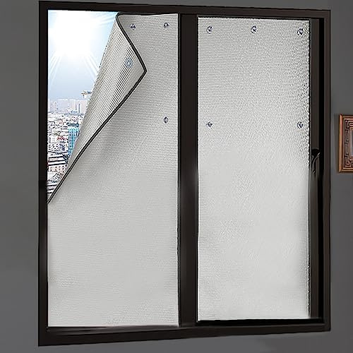 100% Verdunkelnde Sichtschutz Wärmeisolierung Sonnenschutzfolie,Aluminisierte Isolierfolie,Nicht Klebende Wiederverwendbare Reflektierende Fensterfolie mit Saugnapf-Adsorption (70x180cm/28''x71'')