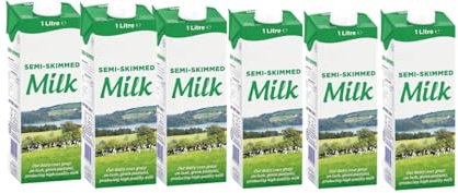 Lakkeland Dairies Semi-Skimmed Milk | 6 Pack of 1Ltr l | Long Life | Delicious & High in Protein