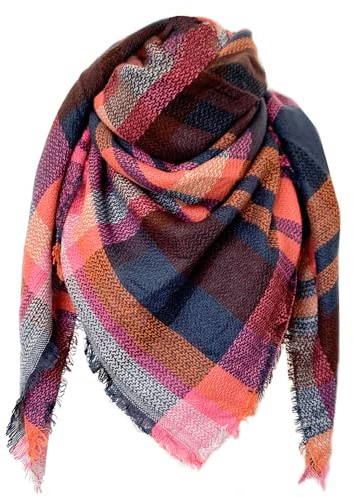 FIFTHAVE Schal Damen Halstuch Kaschmir Schal Scarf Winterschal Weich Deckenschal Tuch Spleißen Karo Schal Herbst Cashmereschal Strickschal Women Warmer Poncho Wolleschal Halstücher