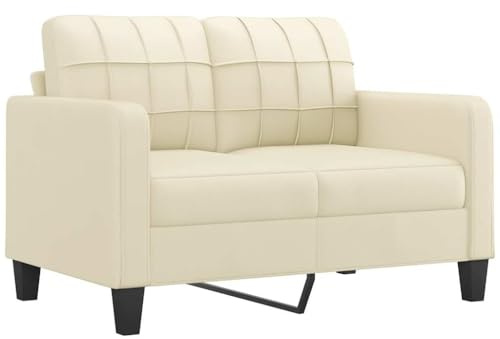 vidaXL Sofa 2 Sitzer, Couch für Wohnzimmer, Polstersofa mit Metallgestell, Loungesofa Zweisitzer Wohnzimmersofa Wohnzimmermöbel, Creme Kunstleder
