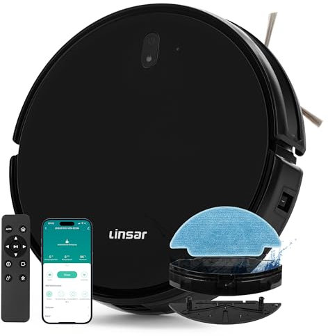Linsar - Saugroboter mit Wischfunktion - Staubsauger Roboter - mit APP - 120 Min Akku - Saug und Wischroboter - für Teppich, Tierhaar & Hartböden - Roboterstaubsauger mit Ladestation & Fernbedienung