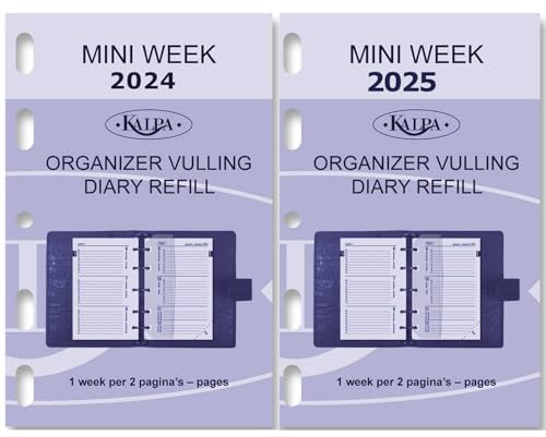 Kalpa 6 Ringbuch Agenda Nachfüllen Personal Organizer Terminplaner Einlage Kalendereinlage, 2025, Mini, 1 Woche auf 2 Seiten