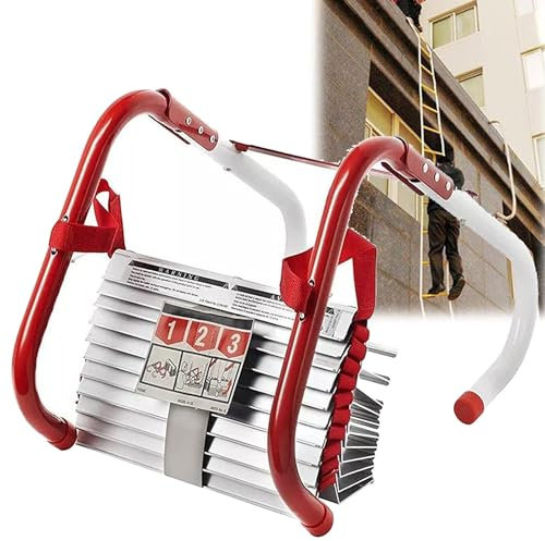 DPLXFPP Notfall-Feuerleiter-Seilleiter, Tragbare Notfall-Seilleiter, 2–6 Stockwerke Für Häuser, Flucht Selbstrettung, Kletterleitern, Leichte Externe Rettungsleiter,4M/13FT