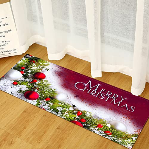 CILODO Küchenläufer Weihnachts-Stil Küchenteppich Wasserdicht rutschfest, Teppich Läufer Küchenmatte für Küche Flur Wohnzimmer Schlafzimmer Badezimmer 60 x 120cm