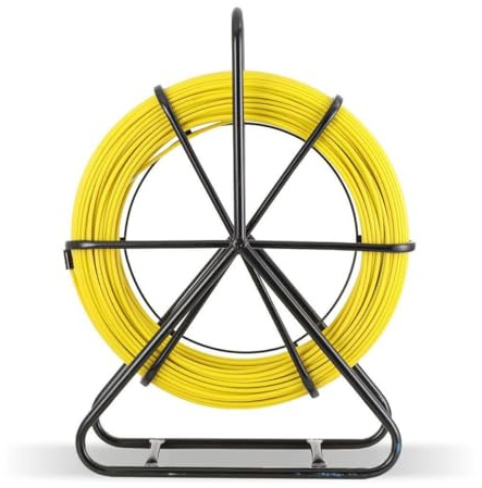 Cinta de fibra de vidrio para pesca (100 m, diámetro de 6 mm) | Varilla de fibra de vidrio, incluye carrete de acero, cinta de retracción, espiral retráctil, tubo Rodder