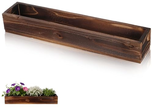 Yardwe Macetero RúStico De Madera 19.68 Pulgadas para Suculentas Y Plantas De Interior Jardinera De Ventana Exterior Contenedor Decorativo para JardíN Y Hogar