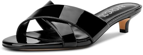 Aachcol Ouvert Bout Bas Talon Heel Mules Chaussures Lanières Croisées Sans dos Slip-on Kitten Talon Heel Sandales Été Dress Chaussures 3.5 CM Heels