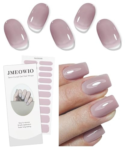 JMEOWIO Creme Lila Grau Nagelfolie UV Härtend Gel Nagel Strip Sticker