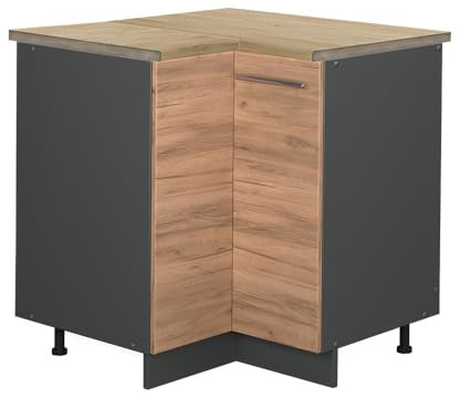 Vicco Eckunterschrank Fame-Line, Goldkraft Eiche/Anthrazit, 80.5 cm, AP Eiche