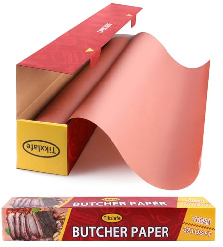 Tikxlafe Butcher Paper Roll, Butcher Paper Pink 60 cm x 50 m Butcher Paper, BBQ Kraft Paper for Smoking Meat Cooking Juicy for Grill, Smoker, Fish Meat