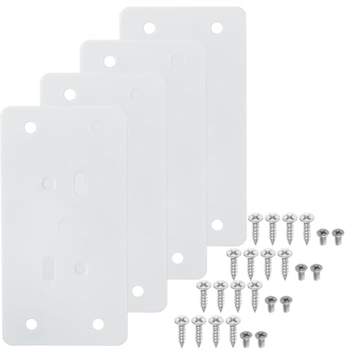 sourcing map 6 Pcs 90x47mm / 3.54x1.85 Cabinet Hinges Repair Plate, Stainless Steel Hinge Repair Brackets Base Plate for Wooden Kitchen Cupboard Furniture Door, White