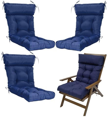 QLXYYFC Wasserdichtes Adirondack-Stuhlkissen, 4er-Set, Verdicktes, Hochelastisches, Getuftetes Terrassenstuhlkissen, Wetterfeste Ersatzkissen für Schaukelstühle(Blue)