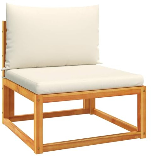 vidaXL Gartensofa ohne Armlehnen mit Kissen Holz Akazie & Seil