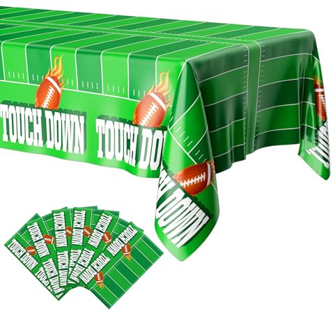 Football Tablecloth, Football Party Decorations, 6 Pack Football Take Cover, 54”x108” Disposable Plastic Touchdown Take Cloth for Football Tailgate Birthday Party Supplies Superbowl Decorations