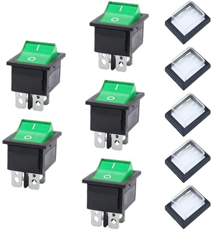JINXIAN 5 Pièces Interrupteur a Bascule Etanche AC 250V 16A 125V 20A Bouton Bascule Bouton Marche Arret avec Couvercle Étanche Utilisé Dans Divers Types D'appareils Électriques