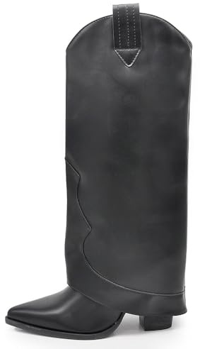 IF FASHION Stivali Alti A Punta Gambale A Ghetta Cownboy Texani Con Tacco Alto Da Donna GA017