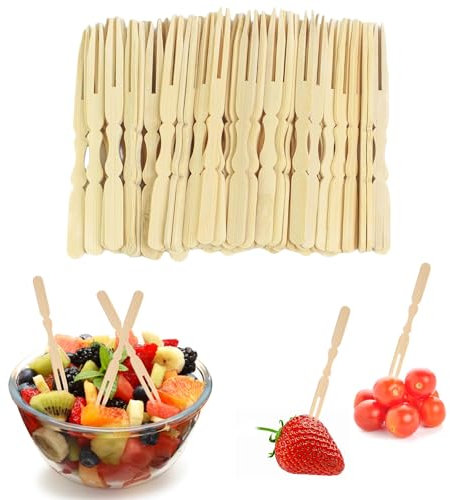 CPYJW 200 Pezzi Forchette,Forchetta di Legno Forchette USA E Getta Posate USA E Getta Forchetta per Snack Forchetta da Frutta per Feste Banchetti Buffet Catering E Vita Quotidiana (100mm)