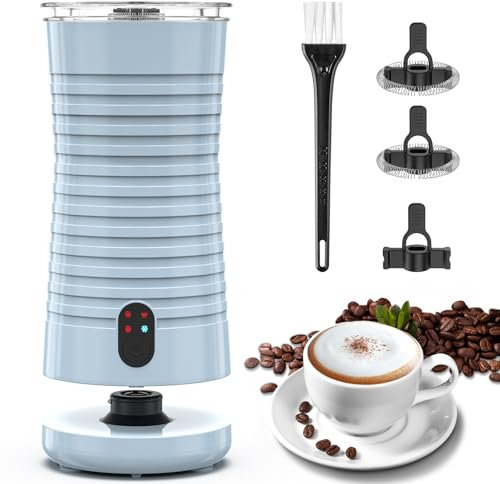 Morpilot Espumador de Leche Eléctrico, Calentador Leche Espumador 4 en 1, Vaporizador de Leche Automático para Espuma Caliente y Fría, Azul