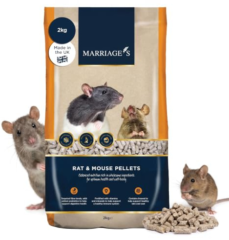 Marriage’s - Rat Food and Mouse Food for a Healthy Weight and Immune System, Rat and Mouse Pellets with Fish, 100% Nutri Pressed, Suitable for All Ages (2kg)