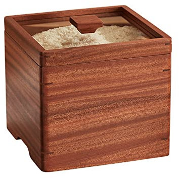 EOTRERANQ Distributeur de riz, récipient de riz en bois de grande capacité avec tasse à mesurer, récipient alimentaire de cuisine scellé, distributeur de céréales for riz, céréales, farine, aliments s