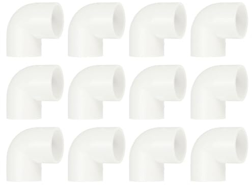 QUARKZMAN PVC Conector Codo de 90 Grados para Tubería de Agua 25mm ID 12Pcs | Conector de Tubería de PVC Codo de 2 Vías, Blanco