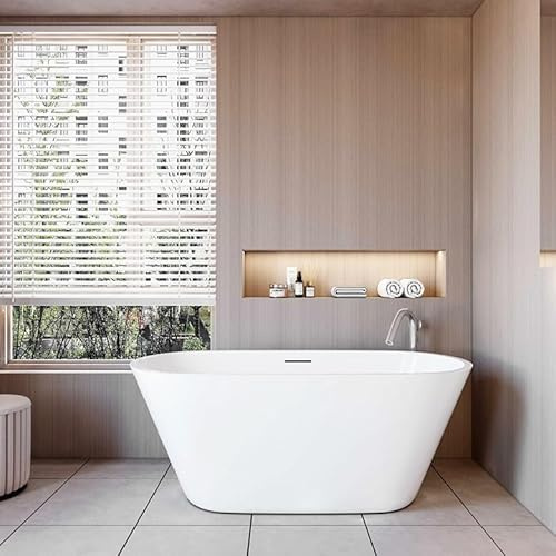 Aica Sanitär Badewanne Acryl Set mit Siphon für 2 Personen,150x70x58cm für Badezimmer,Weiß