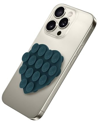 Celly, Ventosa a Forma di Cuore Per Telefono con Ventose in Silicone, Supporto Portacellulare Versatile, Colore Blu, 7,5 x 6 cm