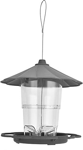 Strumento a Forma di Padiglione per Alimentazione per Uccelli in Sospeso Trasparente con Alimentazione per Uccelli, Cortile da Giardino