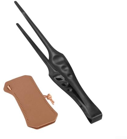 Besttoolifes Pinze da barbecue in acciaio inox, utensile da cucina con manico lungo, con custodia, per barbecue all'aperto, cibo interno, 27 cm