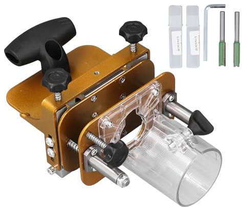 QANYEGN 2 in 1 Stainless Steel Slotting Bracket, Adjustable Wood Trimmer Router Tool, Mortising Jig for Cabinetry or Carpentry