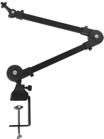 Fuhjythy Heavy Duty Microphone Arm Stand Adjustable and Foldable Black Metal Fit for Studio and Live Performances