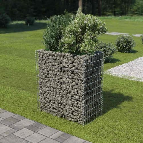 HaoChrymec Jardinière Surélevée with Acier Galvanisé, Design Gabion, Panier à Pierre, Jardinière à Gabion, Parterre Surélevé en Gabion, Jardin, Terrasse, 90 x 50 x 100 cm
