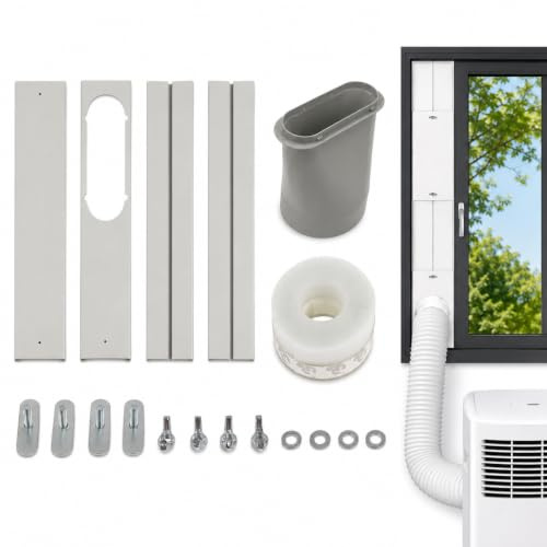 Lvifloae Kit de ventana de aire acondicionado portátil 4pcs Ventana deslizante ajustable desconcertado con un adaptador universal de 150 mm Panel de sello sin costura para la