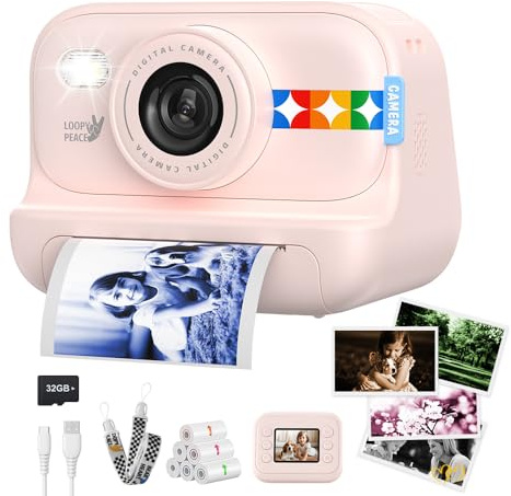Appareil Photo Instantané Enfants, orantronx Appareil Photo Numérique Enfant 1080P avec Carte 32GB 6 Rouleaux Papier d'impression Couleur, Jouet Cadeaux Noël Anniversaire pour Garçon Fille 3 à 12 Ans