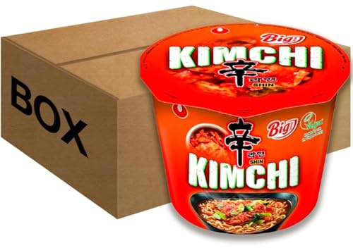 Nong Shim Kimchi Noodles Big Bowl Pack 16 (112g Each) - Shin Ramen Instant Noodles Soup for Quick Meals & Snacks