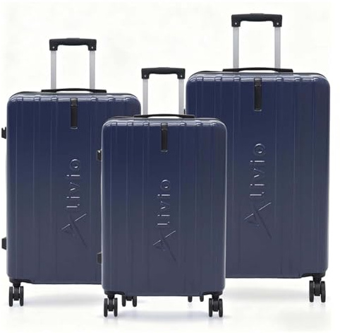 Alivio 3 Piece Hard-Shell Luggage Set with Secure Number Lock, 360 Spinner Wheels & 3-Step Telescopic Handle – Lightweight Travel Trolley Suitcase Set (Navy Blue, Small/Medium/Large)