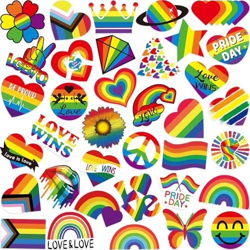 DTOFOOT 36PCS Pride Month Accessories, Rainbow LGBT Lapel Pins