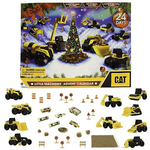 CAT Construction Toys, Little Machines Advent Calendar - Kids Toys for Ages 3 and Up - 24 Piece Set with 10 Little Machines Vehicles & Magic Insta-Dirt!