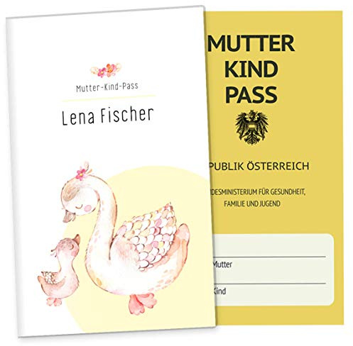 OLGS Mutter-Kind-Passhülle 3-teilig Österreich personalisiert Hab dich lieb | Baby Schwanger Geschenkidee Mukipasshülle | Schutzhülle für Schwangerschaft (MuKi-Pass Österreich personalisiert, Ente)