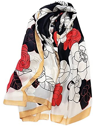 LumiSyne Sciarpa Di Seta Da Donna Pittura a Inchiostro Artistica Fiore Stampato Foulard Lungo Stole Morbida Scialle Protezione Solare Per Matrimoni Quattro Stagioni