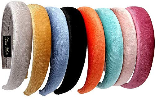 LONEEDY 8 PCS Harte Stirnbänder, 1,2 Zoll Samtschwamm Dicke Haarbänder DIY Haarschmuck für Frauen