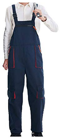 Pantalones de trabajo, overol con tirantes y rodilleras con múltiples bolsillos para hombre, ropa de trabajo (azul - talla XL)