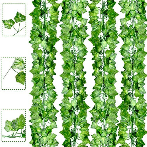 Boic 12 Pack Artificial Ivy Garland, Fake Leaves, Fake Vines Artificial, Fake Plants Artificial Leaves Ivy Garland Artificial Hanging Plants For Room Aesthetic And Garden Wall Decoration