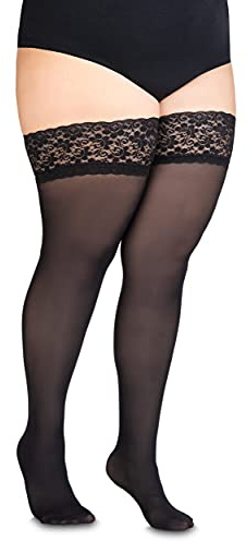 Annes styling braguero 60 denier mujeres mantener medias de microfibra con encaje alto opaco lencería medias de silicona superior Nero TG-3/4