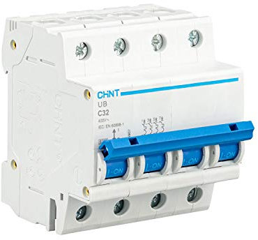 CHINT Interruptor Automatico Magnetotermico Gama UB 1P 3P 4P Domestica Curva C (4 Polo, 32A)