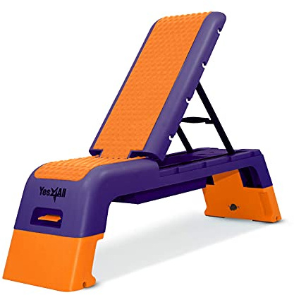 Yes4All Multifunctional Fitness Aerobic Step Platform/Aerobic Deck, Household Step Workout Bench for Home Gym (Orange/Purple)