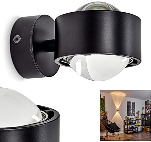 Wandleuchte Sapri, moderner Wandstrahler aus Metall in Schwarz und klaren Glas, 1-flammige Zimmerlampe mit Up & Down Lichteffekt, 1 x G9, ohne Leuchtmittel