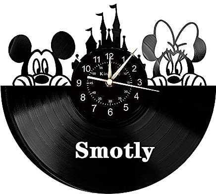 Smotly Mickey Mouse Thema Design Große Wanduhr - Kinder Cartoon Schallplatte Geschenk Mit Geschenkhaken