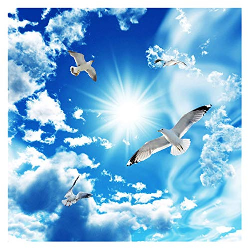QSCTYG Papier Peint Auto-Adhésif Mural Zénith de Plafond personnalisé 3D Stéréo bleu ciel Blanc Paysage Nature Colombe Photo Mural Plafond Fonds d'écran 66