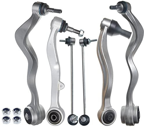 Frankberg 4x Bras de suspension + 2x Barre de couplage Essieu Avant Compatibles avec Série 5 E60 2.0L-4.8L 2001-2010 Série 5 Touring E61 2.0L-4.8L 2004-2010 Remplacer# 31126760181